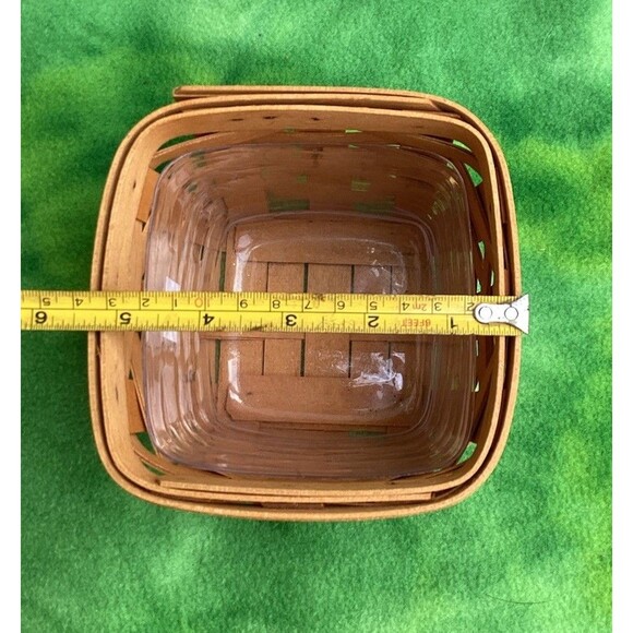 Longaberger Basket Set 1 Single Handle 1 No Handle & 1 Plastic Liner Fits Both - Picture 6 of 16